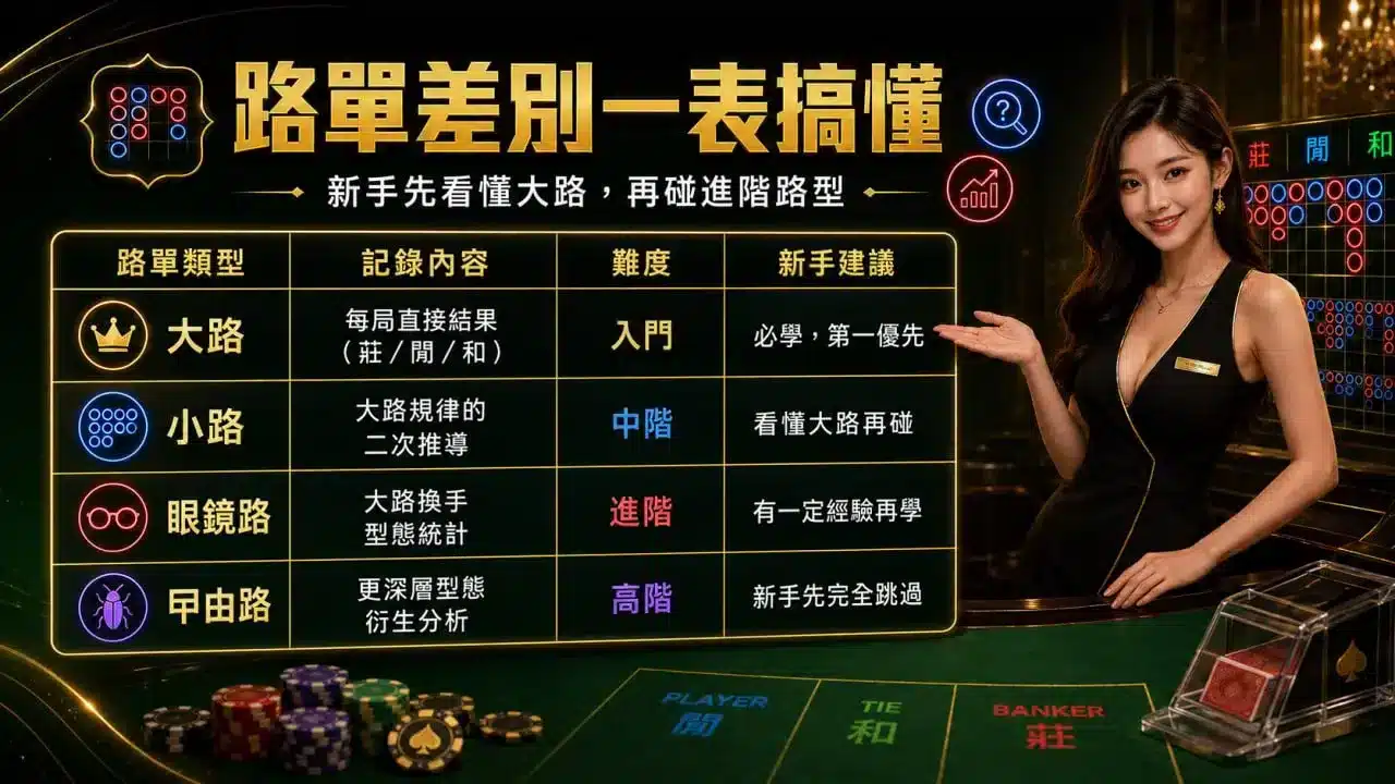 百家樂看路法破解路單種類與大路小路差別圖解