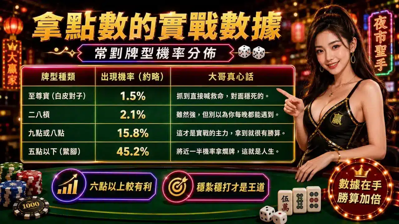 推筒子怎麼玩機率圖解，整理常見牌型機率分布與點數判斷重點