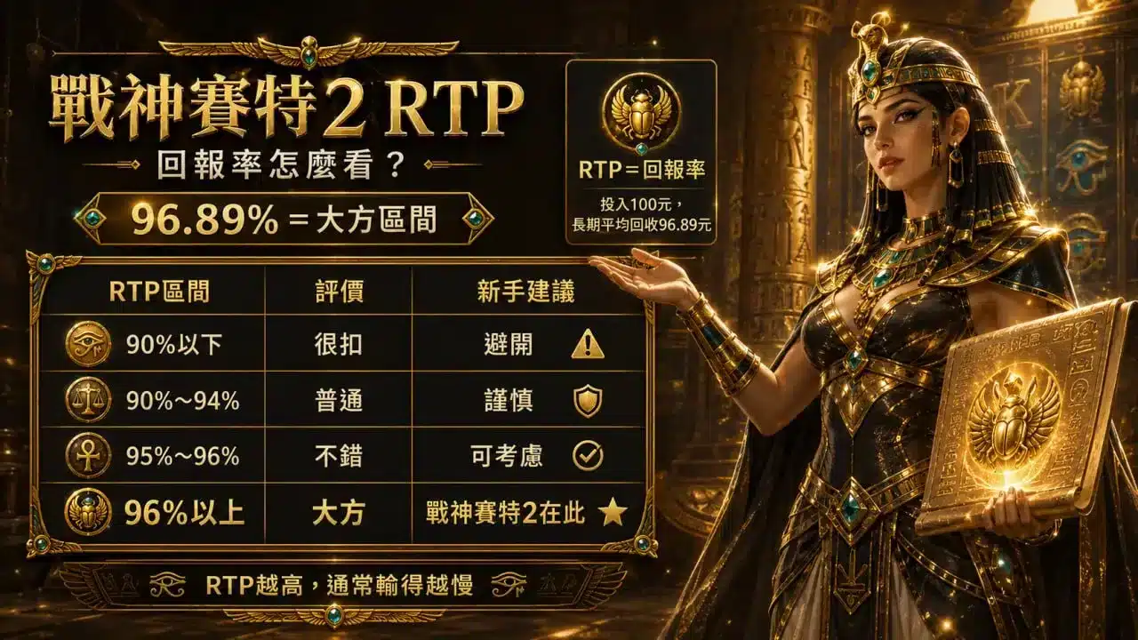 戰神賽特2RTP回報率圖卡，整理96.89%數據、RTP區間與新手判讀方式