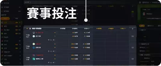 RG娛樂城體育賽事投注與賠率操作畫面